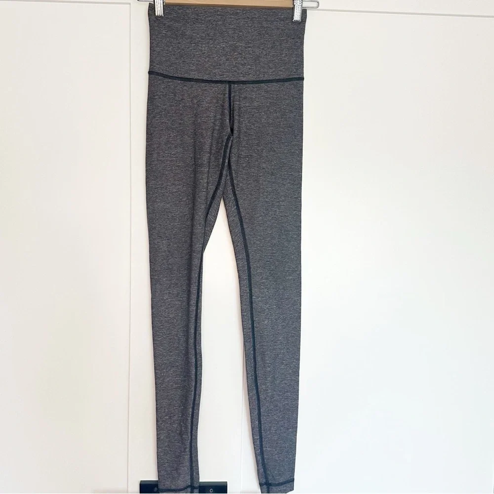 Lululemon Wunder Under Pant leggings 2 gray roll over full length yoga high low